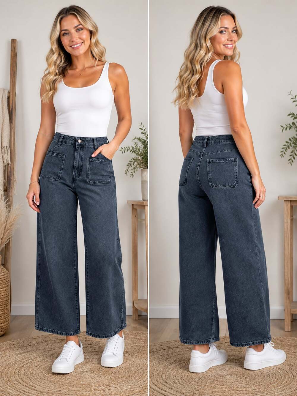 Old Navy Drapey Denim High Rise Baggy Wide Leg Jeans Gray Women’s Size 0